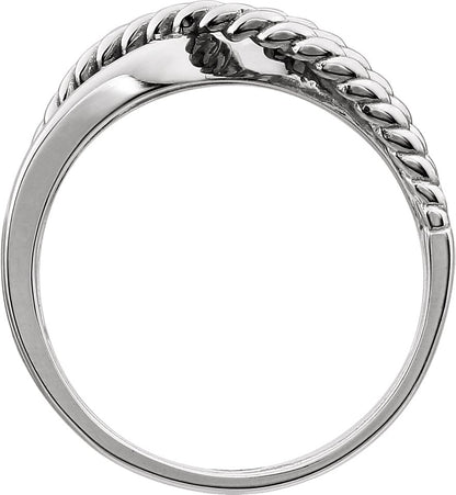 14K White Crossover Rope Design Ring