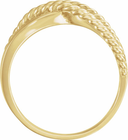 14K Yellow Crossover Rope Design Ring
