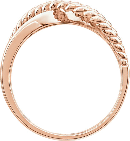 14K Rose Crossover Rope Design Ring