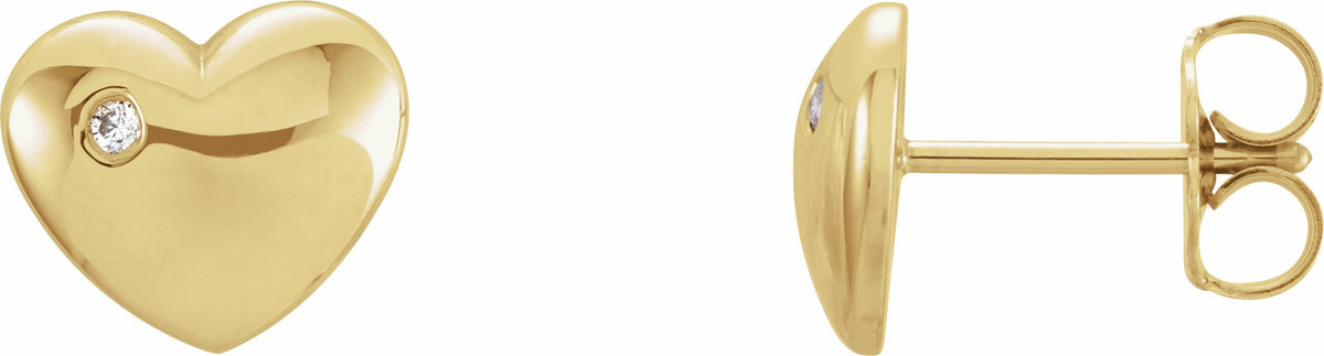 14K Yellow .02 CTW Diamond Heart Earrings