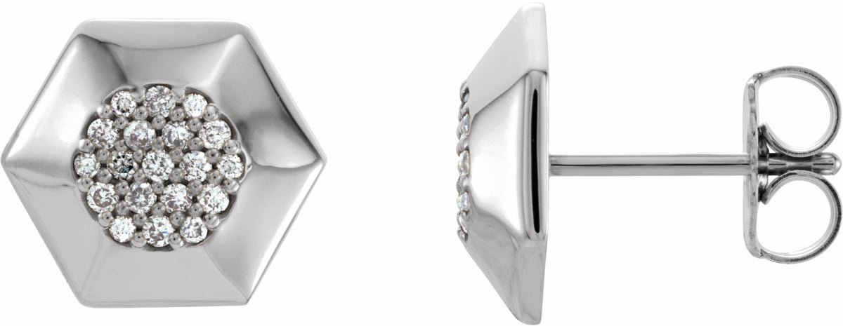 14K White 1/6 CTW Diamond Geometric Earrings with Backs