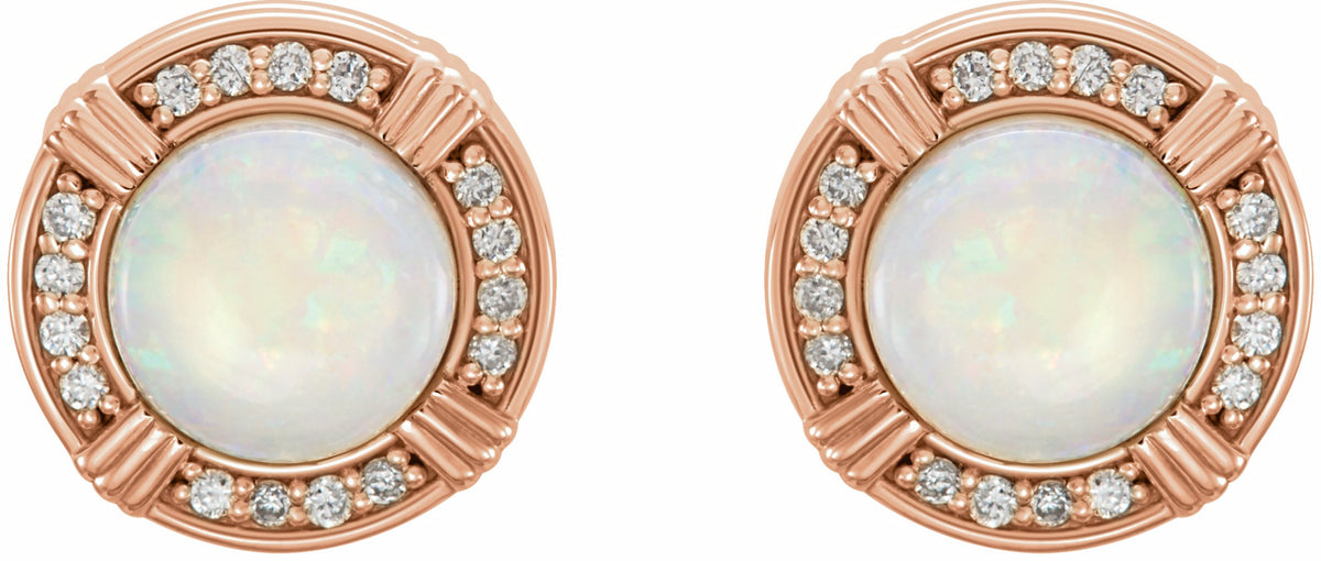 14K Rose Opal & 1/8 CTW Diamond Earrings