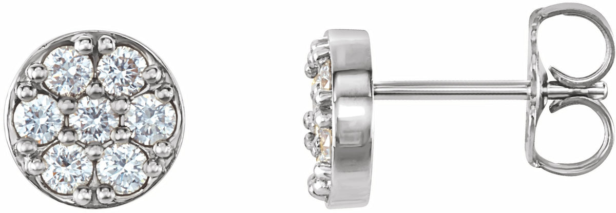 14K White 3/8 CTW Diamond Cluster Earrings