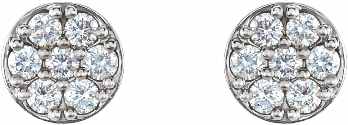 14K White 3/8 CTW Diamond Cluster Earrings