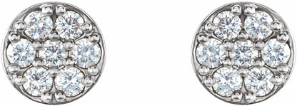 14K White 3/8 CTW Diamond Cluster Earrings