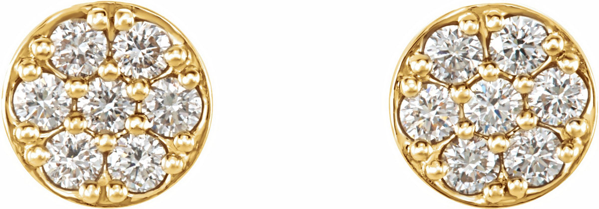 14K Yellow 3/8 CTW Diamond Cluster Earrings