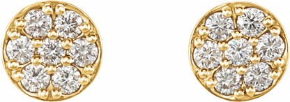 14K Yellow 3/8 CTW Diamond Cluster Earrings