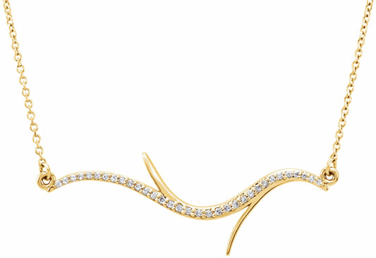 14K Yellow 1/8 CTW Diamond Freeform Bar 18 Necklace