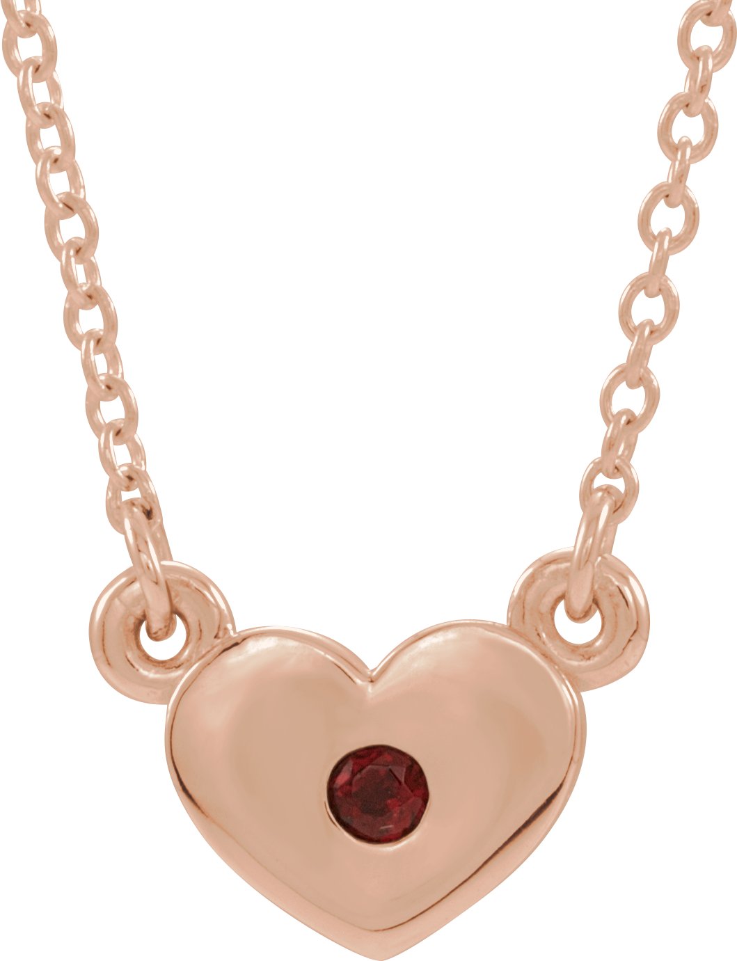 14K Rose Mozambique Garnet Heart 16 Necklace