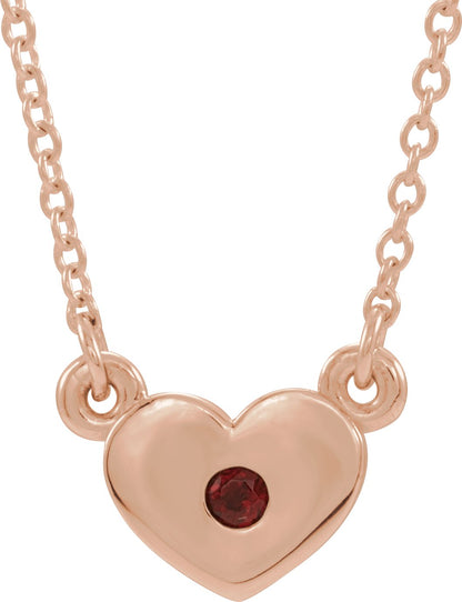 14K Rose Mozambique Garnet Heart 16 Necklace