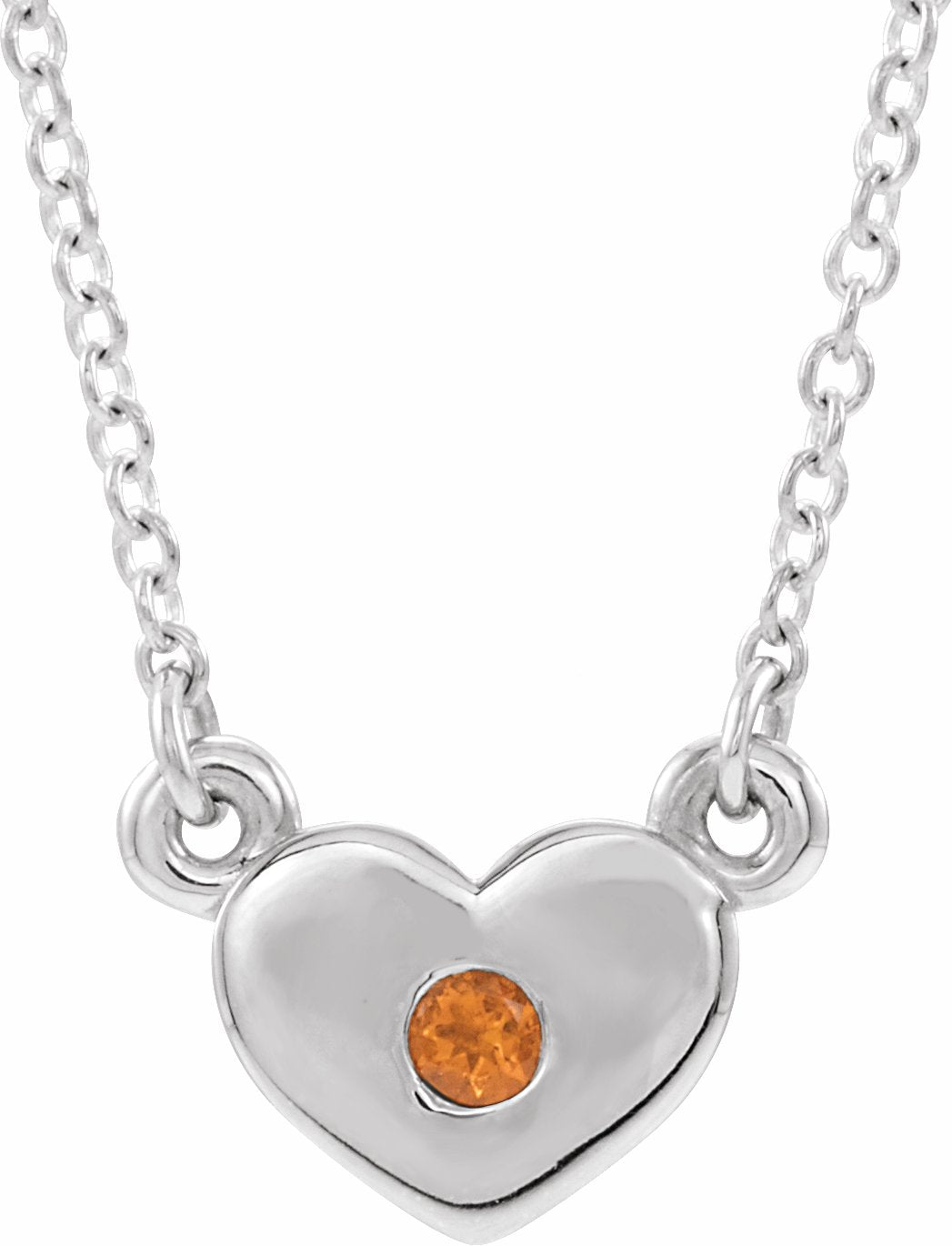 14K White Citrine Heart 16 Necklace