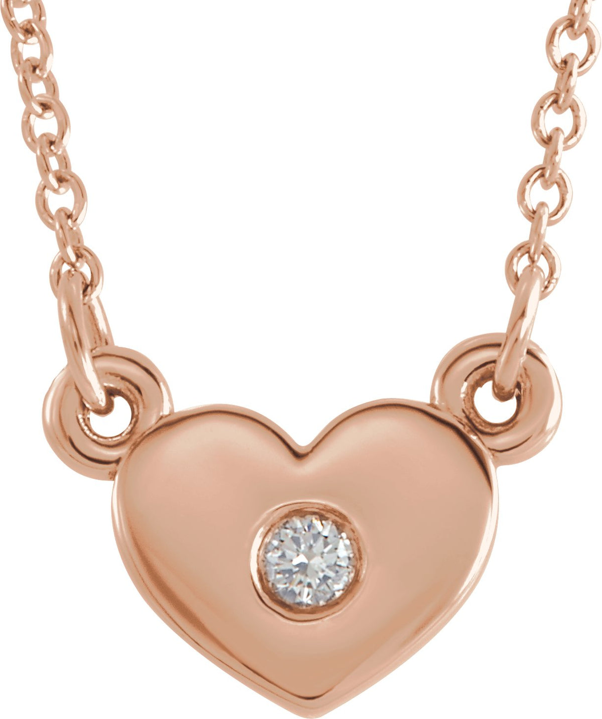 14K Rose .03 CTW Diamond Heart 16 Necklace