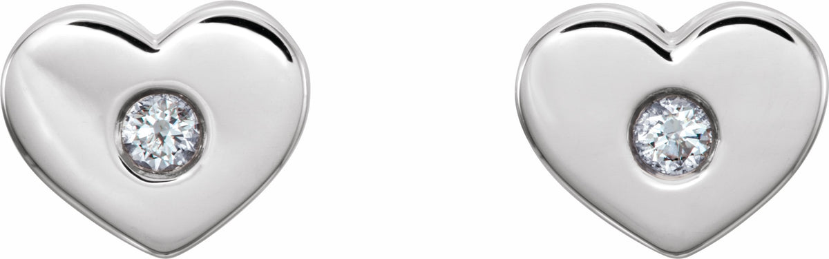 14K White .06 CTW Diamond Heart Earrings