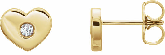 14K Yellow .06 CTW Diamond Heart Earrings
