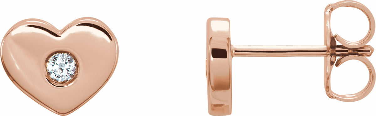 14K Rose .06 CTW Diamond Heart Earrings