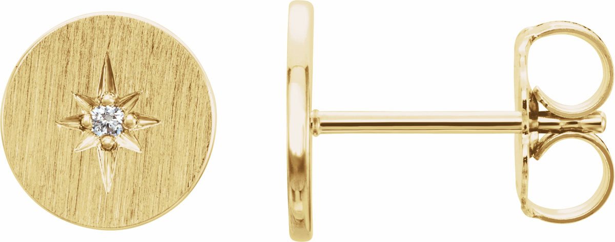 14K Yellow .02 CTW Diamond Earrings