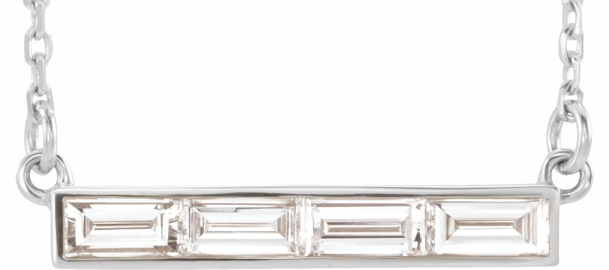 14K White 1/2 CTW Diamond Bar 17 Necklace
