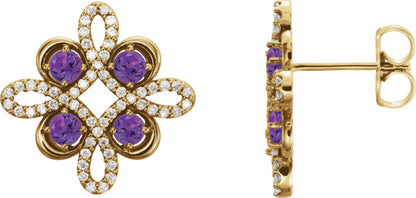 14K Yellow Amethyst & 1/4 CTW Diamond Earrings