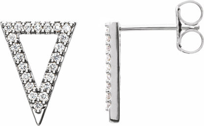14K White 1/4 CTW Diamond Triangle Earrings