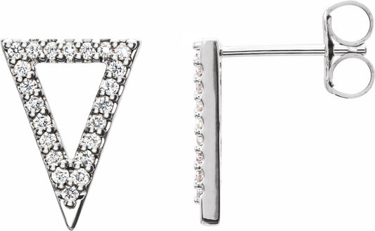 14K White 1/4 CTW Diamond Triangle Earrings