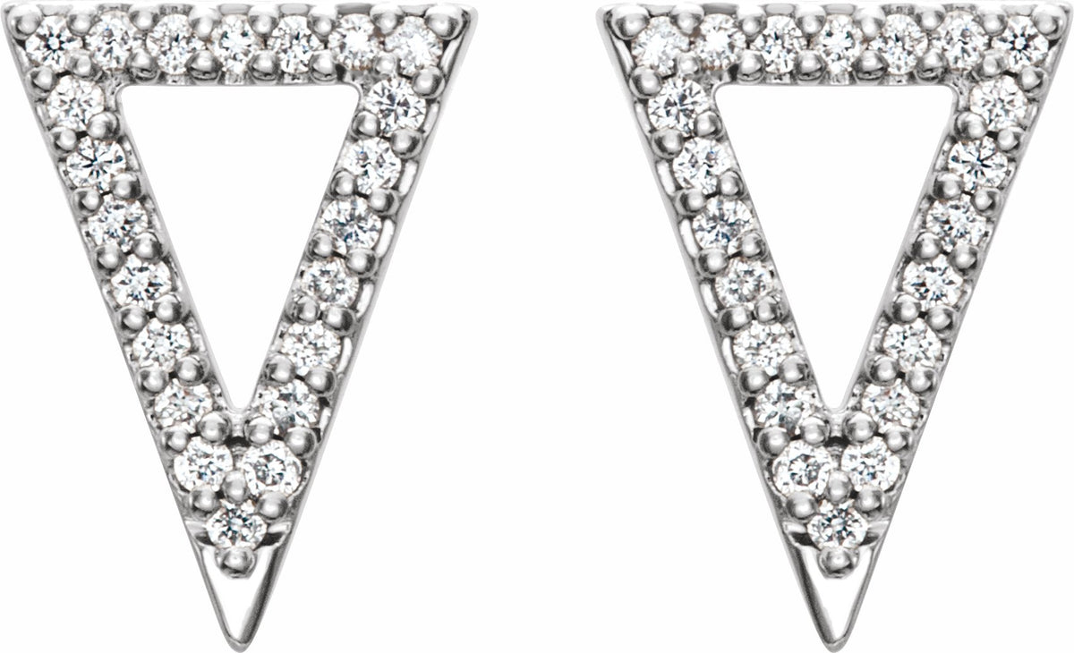 14K White 1/4 CTW Diamond Triangle Earrings