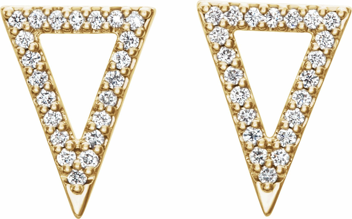 14K Yellow 1/5 CTW Diamond Triangle Earrings