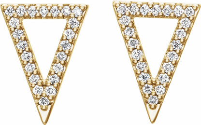 14K Yellow 1/5 CTW Diamond Triangle Earrings