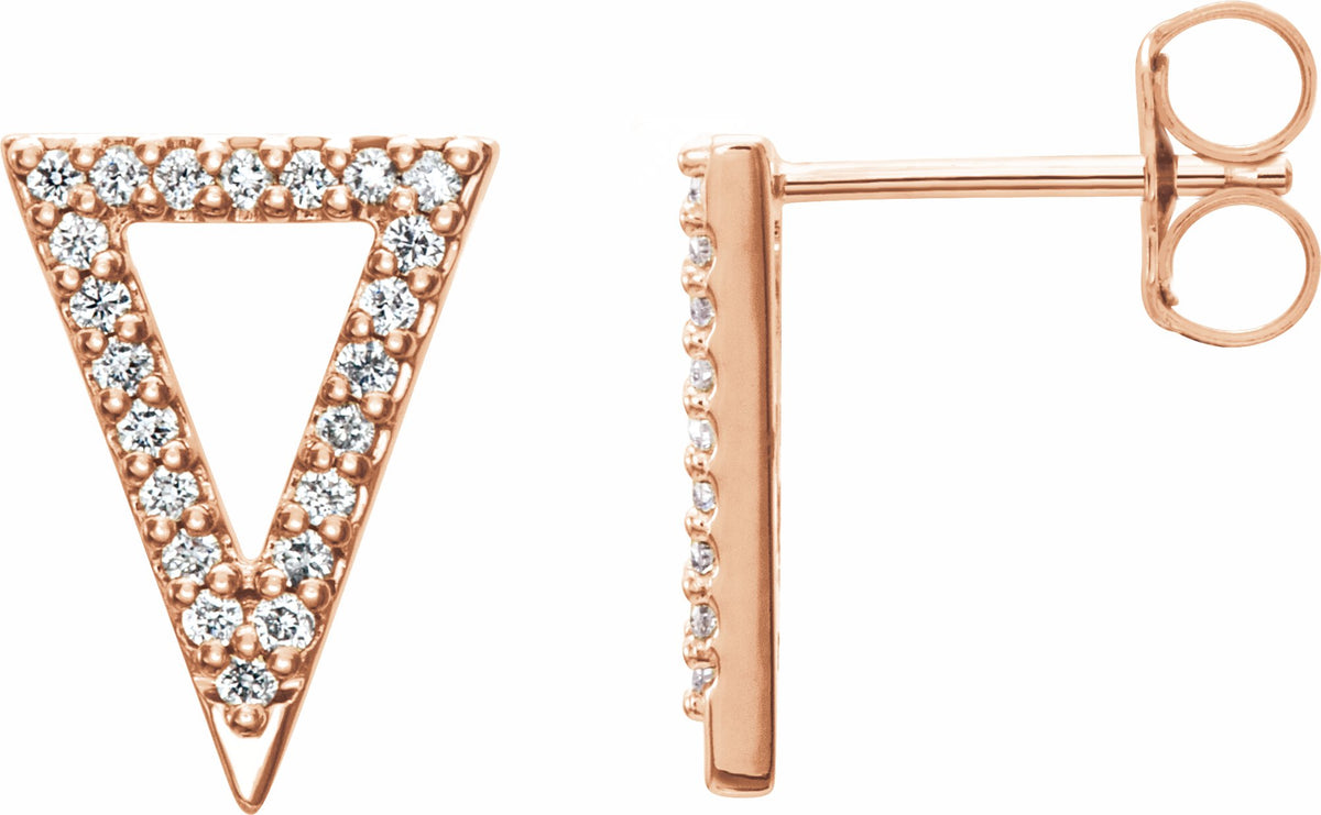 14K Rose 1/4 CTW Diamond Triangle Earrings