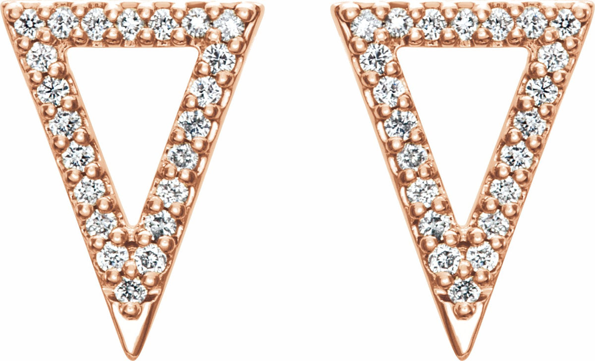 14K Rose 1/4 CTW Diamond Triangle Earrings