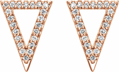 14K Rose 1/4 CTW Diamond Triangle Earrings