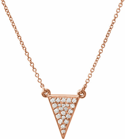 14K Rose 1/5 CTW Diamond Triangle 16.5 Necklace