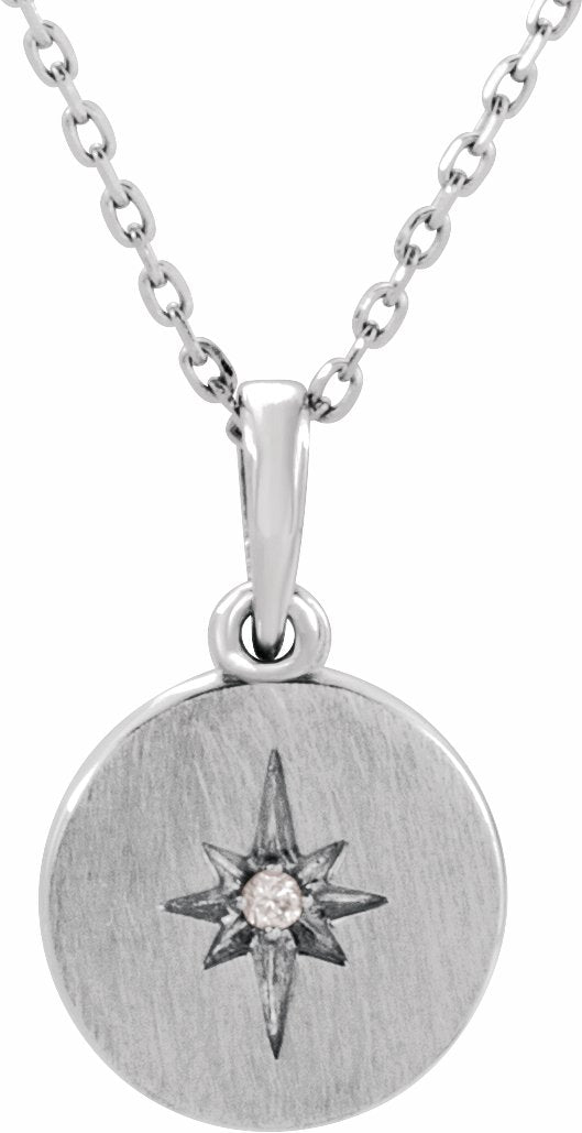 14K White .01 CT Diamond Starburst 16-18 Necklace