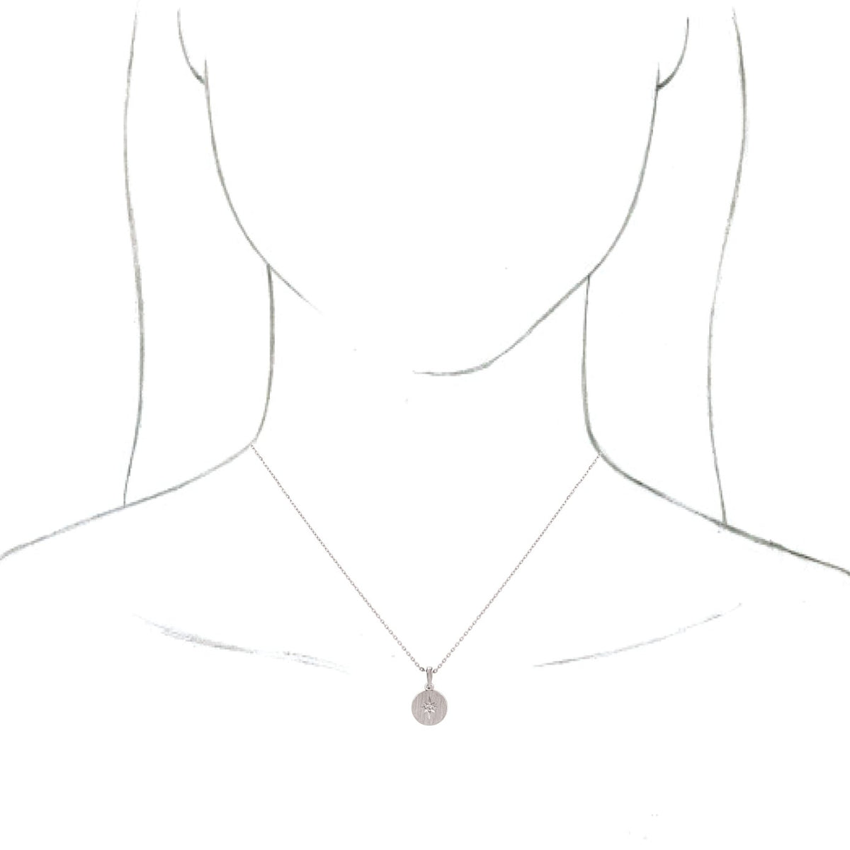14K White .01 CT Diamond Starburst 16-18 Necklace
