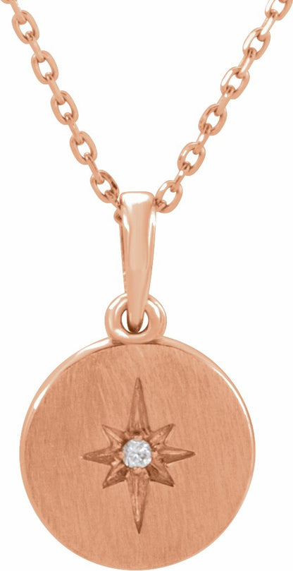 14K Rose .01 CT Diamond Starburst 16-18 Necklace