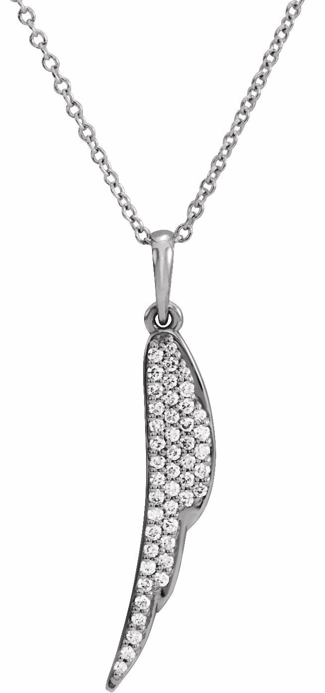 14K White 1/5 CTW Diamond Feather 16-18 Necklace