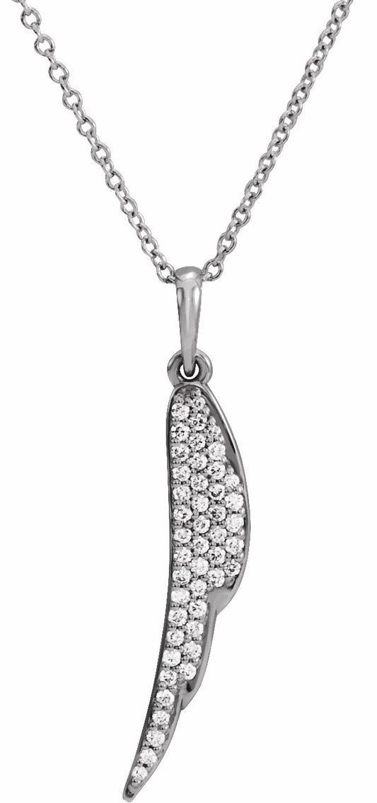 14K White 1/5 CTW Diamond Feather 16-18 Necklace