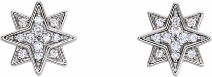 14K White .08 CTW Diamond Star Earrings