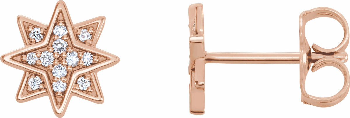 14K Rose .08 CTW Diamond Star Earrings