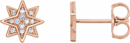 14K Rose .08 CTW Diamond Star Earrings