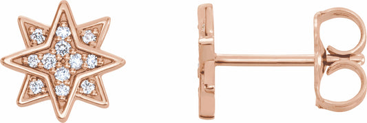 14K Rose .08 CTW Diamond Star Earrings