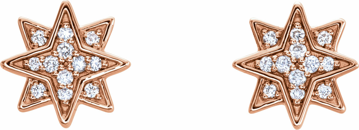 14K Rose .08 CTW Diamond Star Earrings