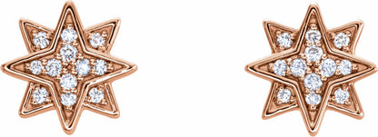 14K Rose .08 CTW Diamond Star Earrings
