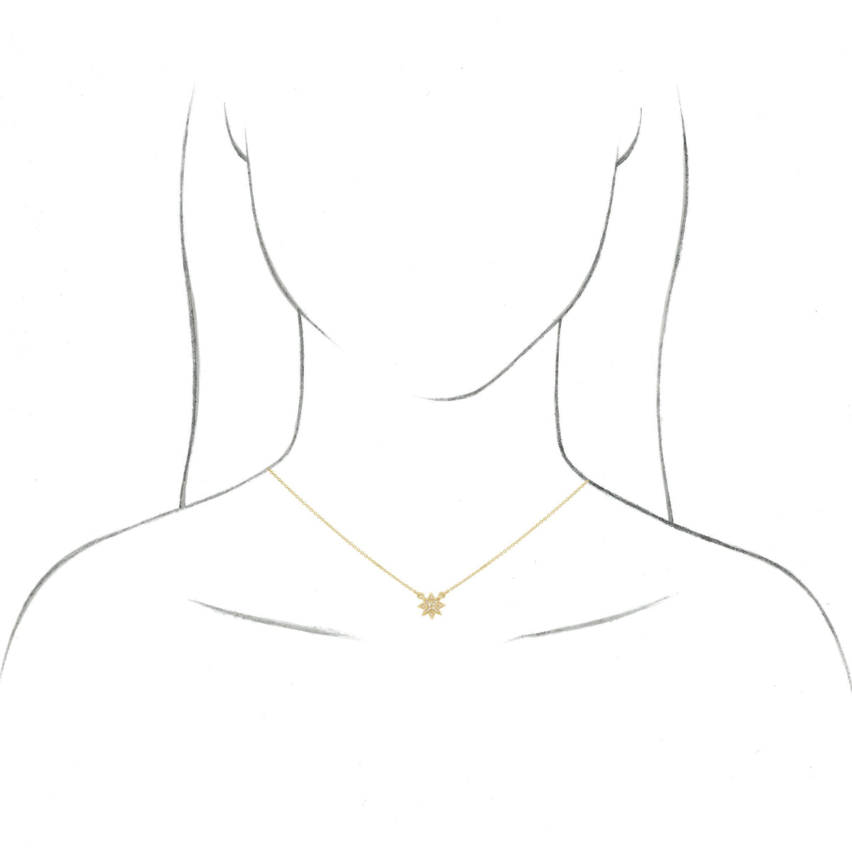 14K Yellow .04 CTW Diamond Star 16-18  Necklace