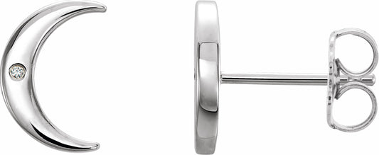 14K White .005 CTW Diamond Crescent Earrings