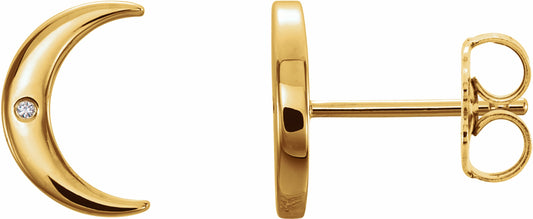 14K Yellow .005 CTW Diamond Crescent Earrings