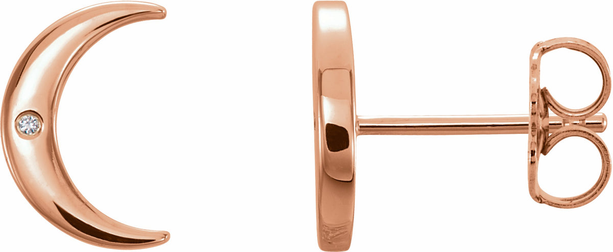 14K Rose .005 CTW Diamond Crescent Earrings