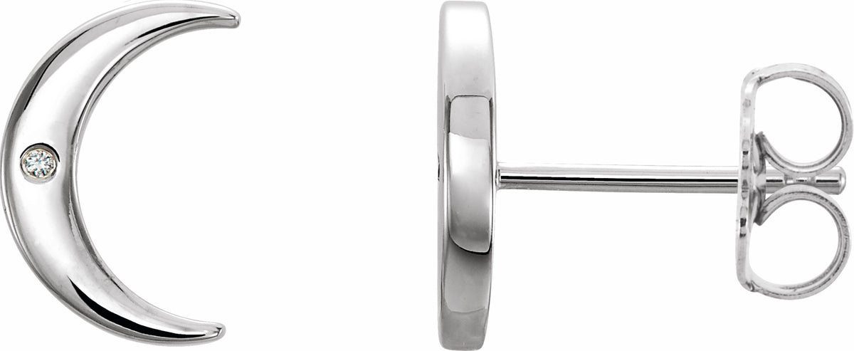 Platinum .005 CTW Diamond Crescent Earrings