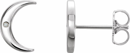 Platinum .005 CTW Diamond Crescent Earrings
