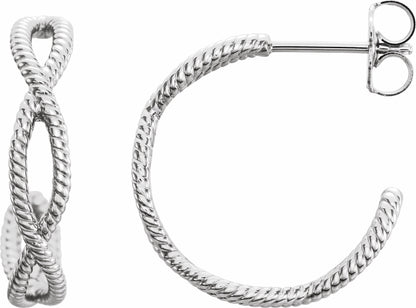 14K White 17x3.6 mm Rope Hoop Earrings