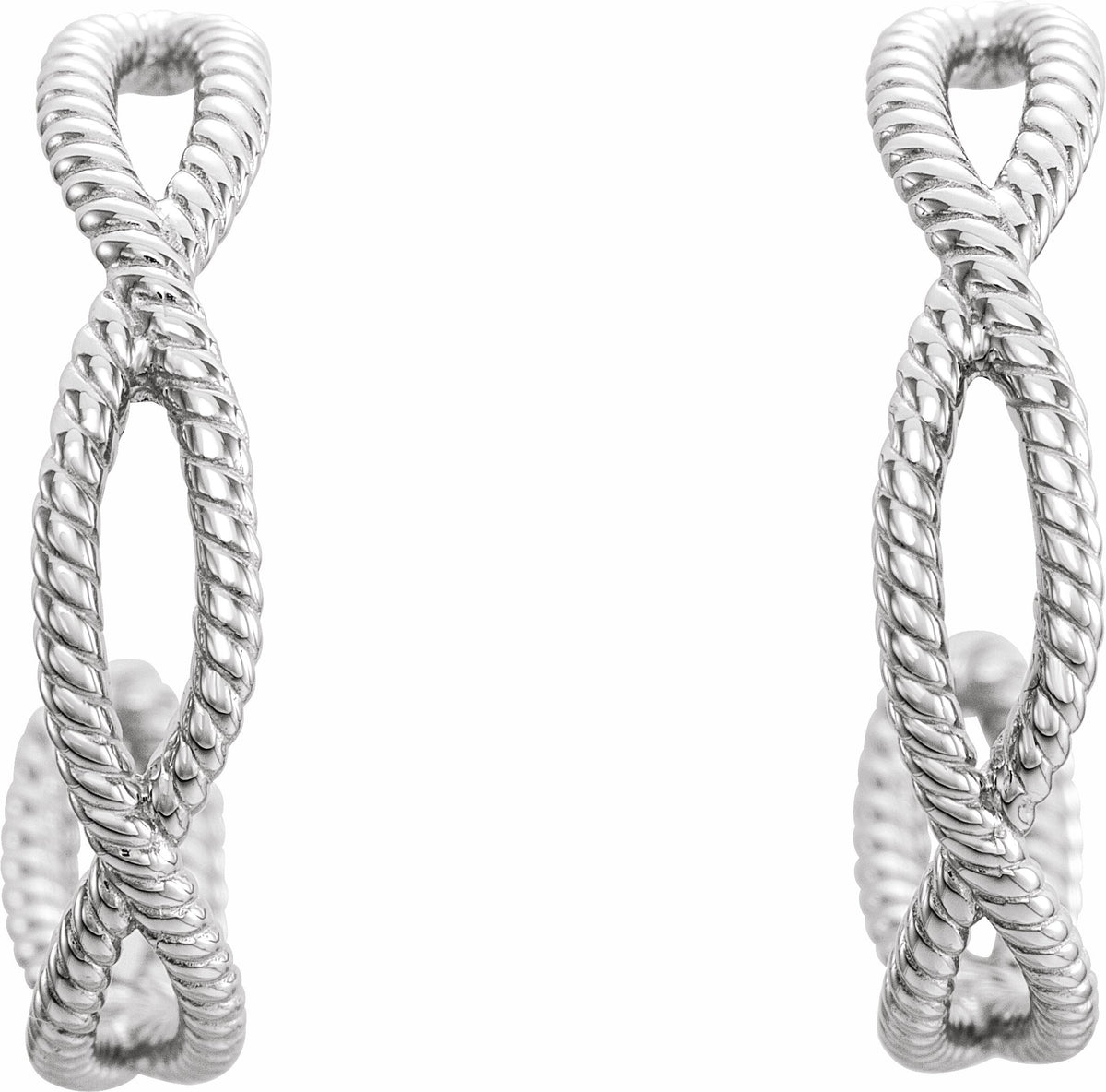 14K White 17x3.6 mm Rope Hoop Earrings